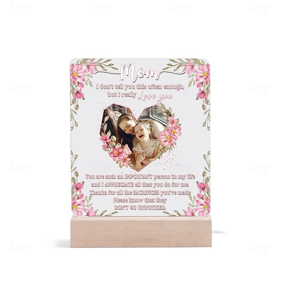 Lampă nocturnă foto personalizată - Cel mai bun cadou pentru mamă - Accesoriu decorativ creativ pentru dormitor sau living cadou pentru Ziua Femeii Ziua Mamei ziua de naștere sau Crăciun 2025 - $30.99 –P1