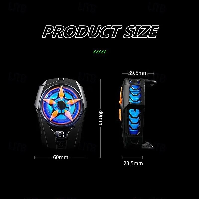 2025年 sl09 携帯電話用ラジエーター（デジタルディスプレイ付き、半導体ミュート機能付き、デュアルギア調整可能冷却ファン、iOS、Androidゲーム用クーラー）  コレクション – $32.99 –P5