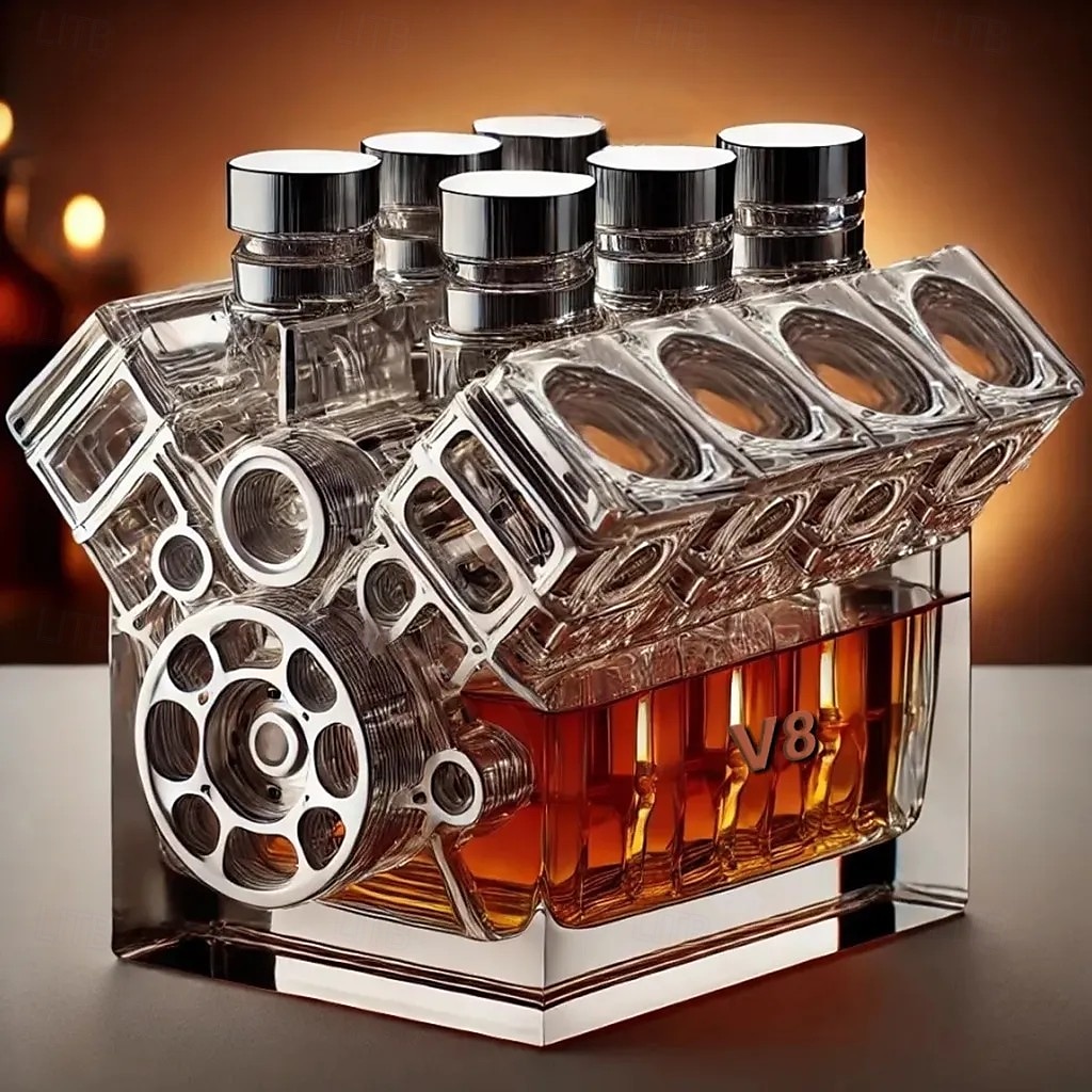 V8 Engines Whisky Bottle, Premium Glass, Best Fathers Day Gift for Men, Unique and Fun Liquor Dispenser, Tabletop Decor 2025 - $35.99 –P2