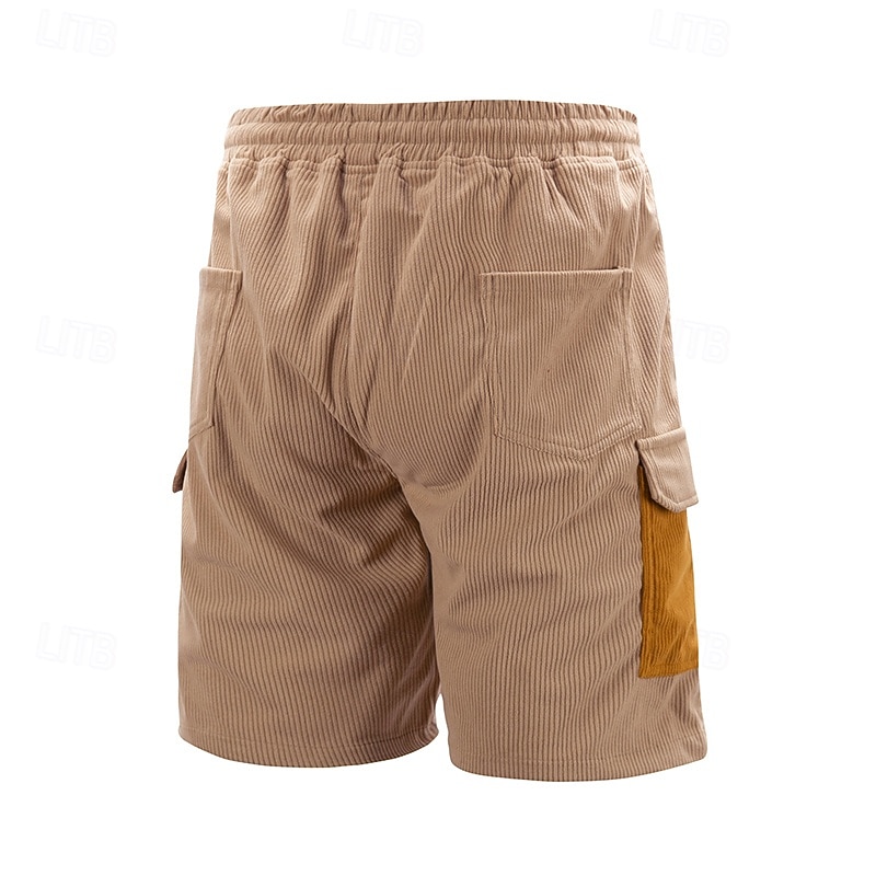 Men's Cargo Shorts Camping Shorts Casual Shorts Hiking Shorts Corduroy Shorts Drawstring Elastic Waist Multi Pocket Color Block Plain Comfort Soft Knee Length Outdoor Casual Daily Fashion Streetwear 2026 - $22.99 –P3
