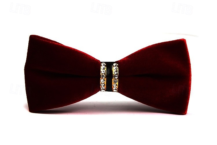 Gravata Borboleta Vintage Masculina Festa de Casamento Trajes de Recepção Gravata Borboleta Veludo Cor Sólida Preto Borgonha Azul Royal de 2025 por $12.99 –P2