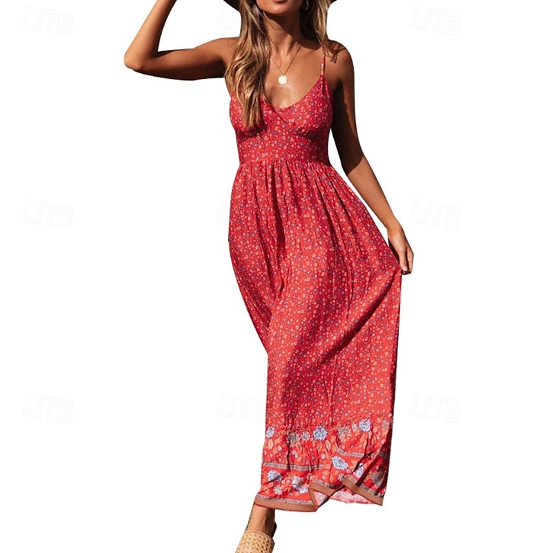Femmes Robe Midi Robe Fleurie Robe Nuisette Robe Imprimée Classique Moderne Vacances Quotidien Sortir Coupe régulière Fleur Sans manches Bretelles spaghetti Jaune clair Noir Rouge Été de 2025 ? $24.99 –P1