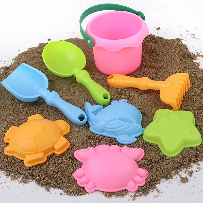 4/8 pakker strandsandspader sett  & nettingpose strandleker for barn sommer sandbøtter for barnecruise på stranden 2025 - $16.99 –P9