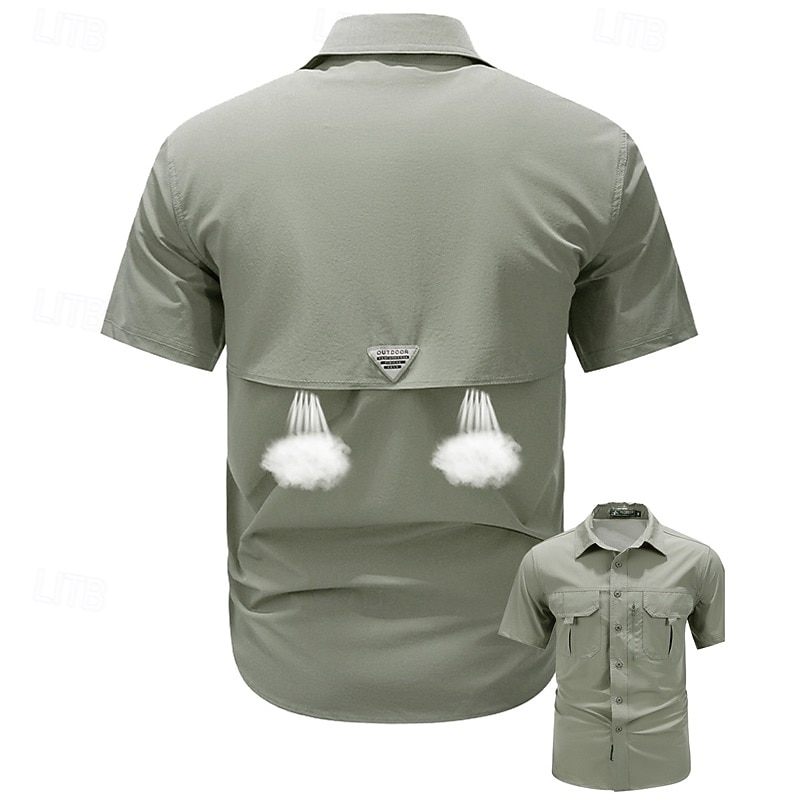 Per uomo Camicia Camicia Estiva Camicia casual Camicia con Bottoni Camicia cargo Nero Blu Verde Kaki Verde militare Manica Corta Semplice Colletto a Camicia Vacanza Camicia hawaiana Tasca del 2025 a $43.99 –P13
