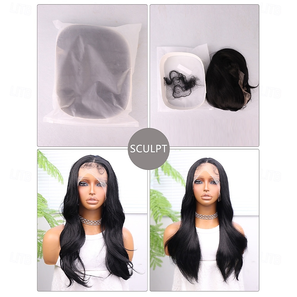 Синтетический парик шнурка Прямой Стиль 20 дюймовый Черный Средняя часть 13x4 Кружева Фронт Парик Жен. Парик Черный 2026 - $61.99 –P8