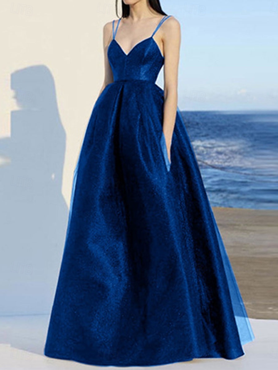A-line quinceanera šaty elegantní šaty svatba svatební hosté dlouhé do podlahy bez rukávu výstřih do V polyesterový s plisováním 2025 - $109.99 –P7