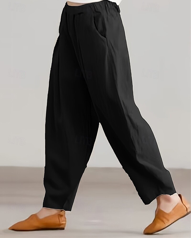 Per donna Pantaloni in cotone e lino Pantaloni harem Moda Streetwear Comfort Lunghezza intera Misura del girovita medio Semplice Tasca Elastico in vita Comodo All'aperto Confortevole Streetwear del 2025 a $24.99 –P4