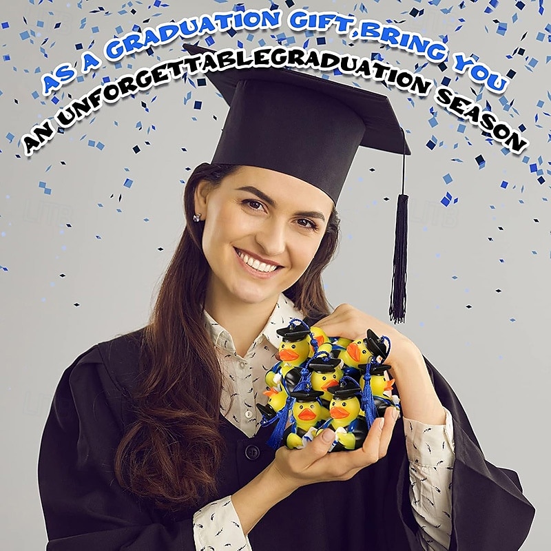 10 peças decoração de painel de carro chapéu de formatura pato de borracha enfeites de carro patos com boné de formatura de 2025 por $22.99 –P5