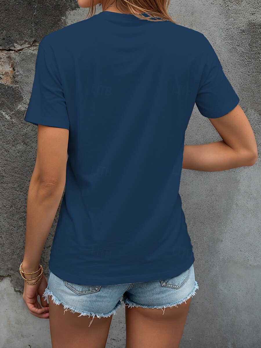 Femmes T-shirt Graphique Animal Lettre ancien Élégant Classique Manche Courte Col en V Hauts Réguliers Quotidien Sortir Week-end Imprimé Noir Bleu Vert Été Printemps de 2025 ? $19.99 –P2