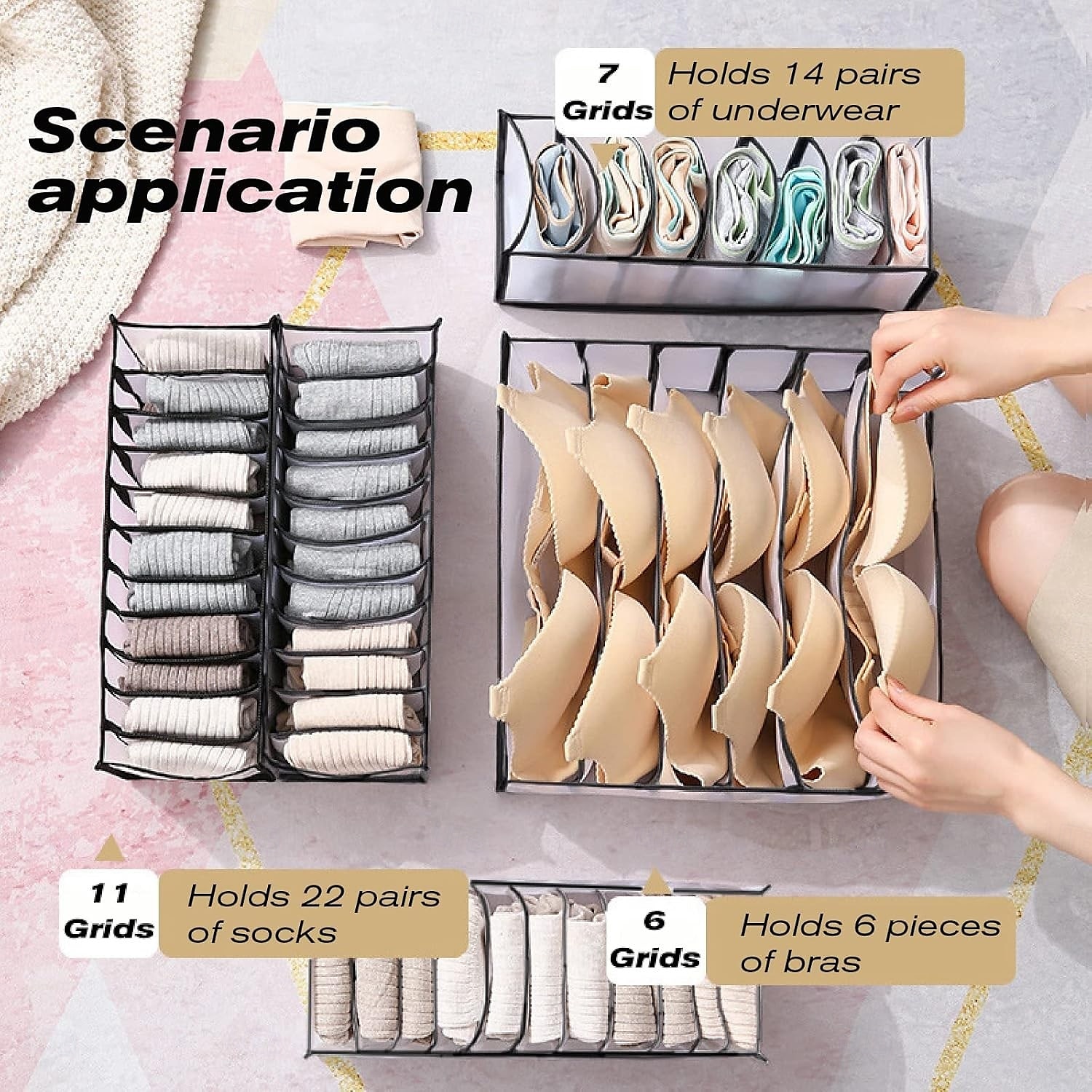 5 Pcs Underwear Drawer Organizer, Sock Bra Drawer Organizer Divider, Black Foldable Sock Underpants Organizer Drawer Divider, Storage Boxes for Clothes, Stockings, Ties & Bras 2025 - $9.99 –P9