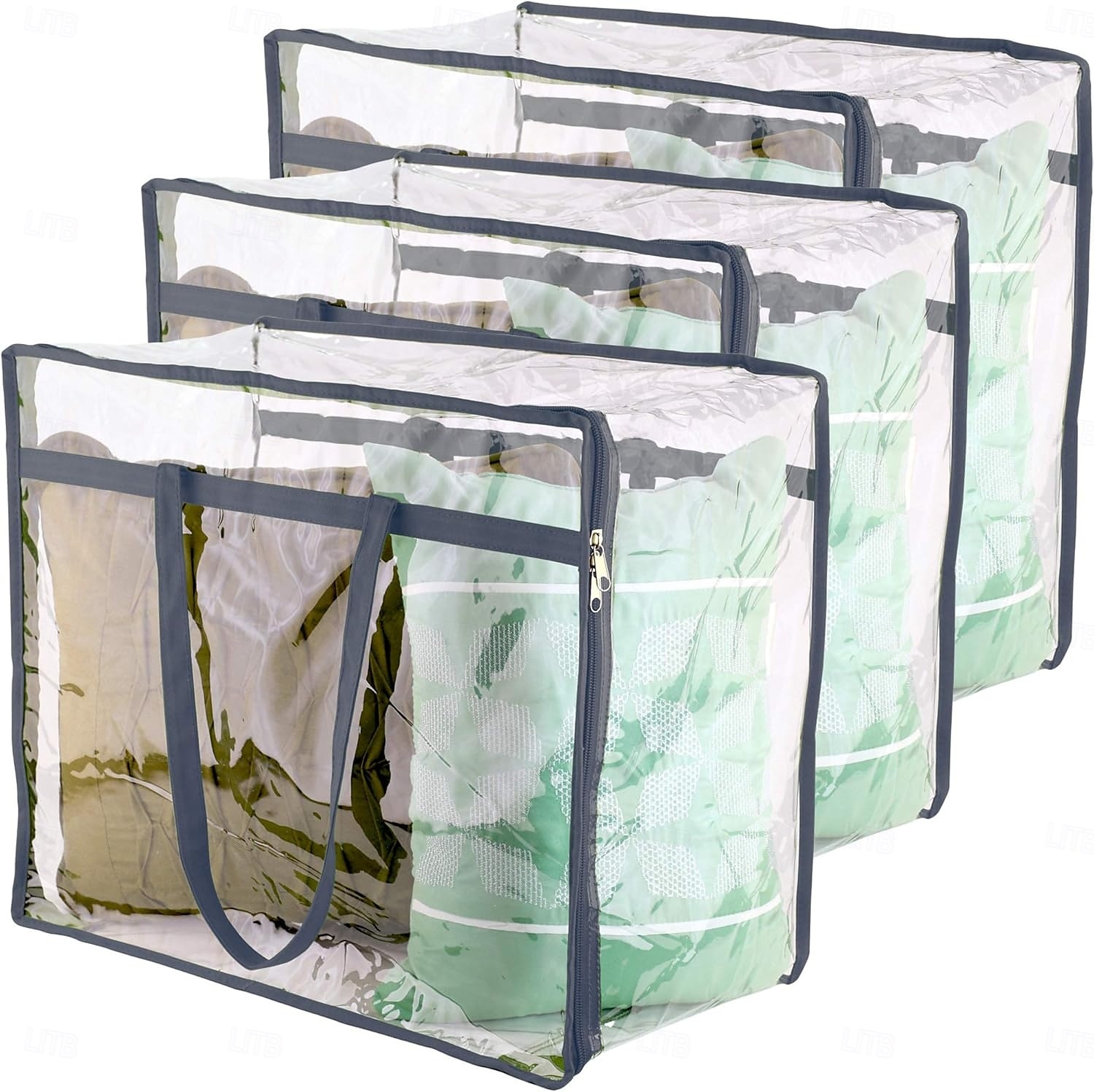 Confezione da 3 sacchetti trasparenti in vinile con cerniera, robusti sacchetti da 40 litri per maglioni, coperte, trapunte, set di biancheria da letto del 2025 a $22.99 –P7
