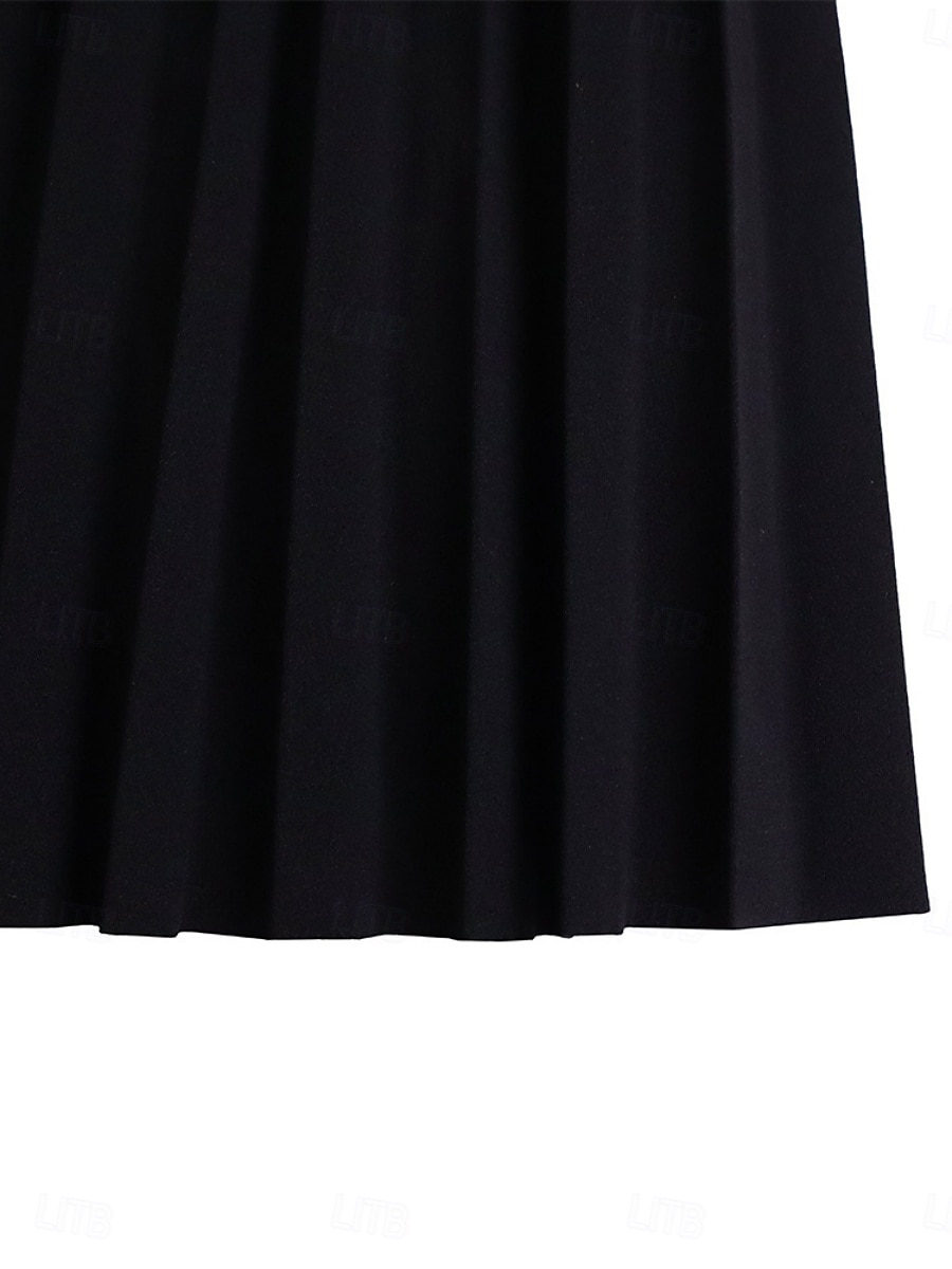 Femmes Robe Midi Robe trapèze Robe Plissée Fête cocktail Robes semi-formelles Soirée Coupe régulière Couleur Unie manche longue Col montant Noir Blanche Rose Claire Été Printemps de 2025 ? $51.99 –P16