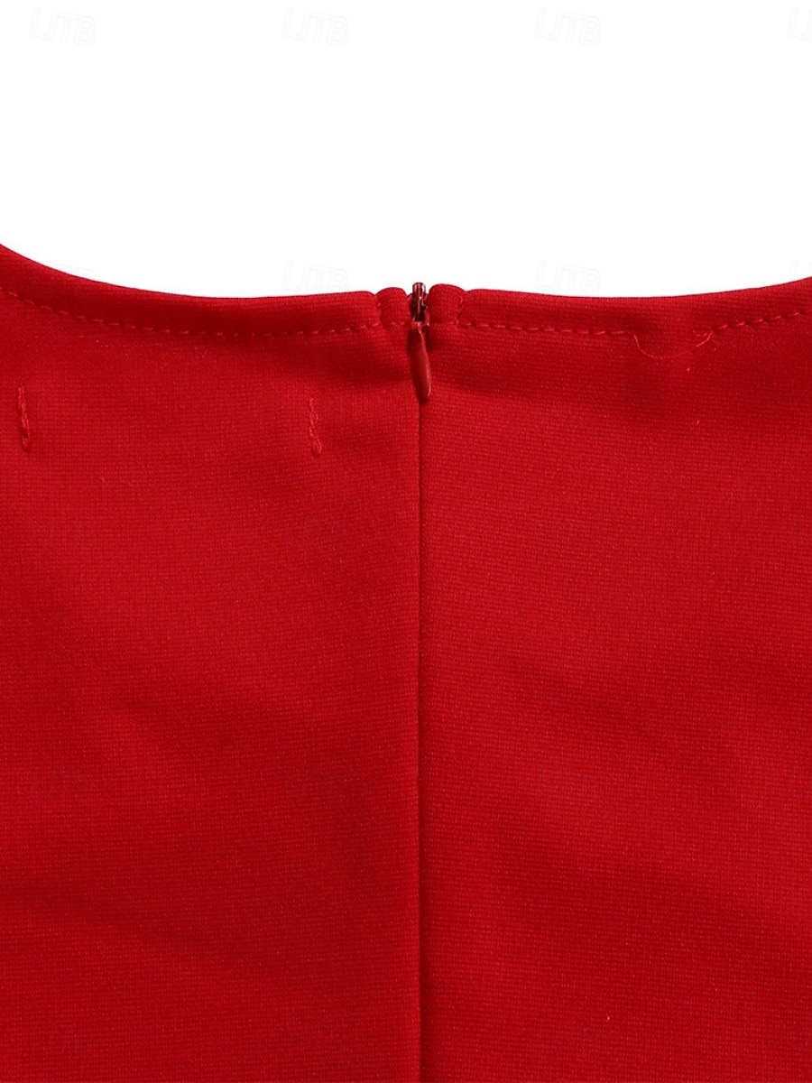 Dam Midiklänning Sheath Dress party cocktail Semiformella klänningar Fest Normal Slät Kortärmad Rund hals Vit Rubinrött Kungsblå Sommar 2025 - $39.99 –P11