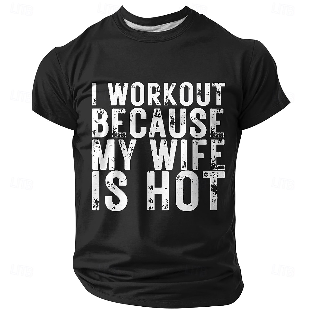 Maglietta grafica divertente per uomini 'Mi alleno perché mia moglie è attraente' umorismo da marito del 2026 a $19.49 –P5