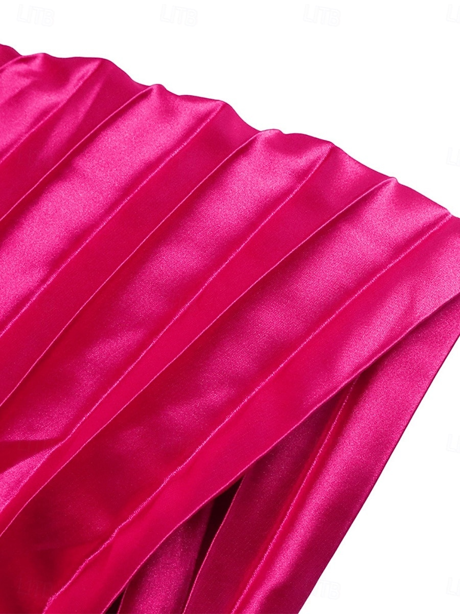 Jupe femme jupe maxi jupe en A couleur unie swing mode décontractée maxi taille haute jupes plain plissées micro-élastique rue quotidienne fuchsia été polyester de 2025 ? $34.99 –P6