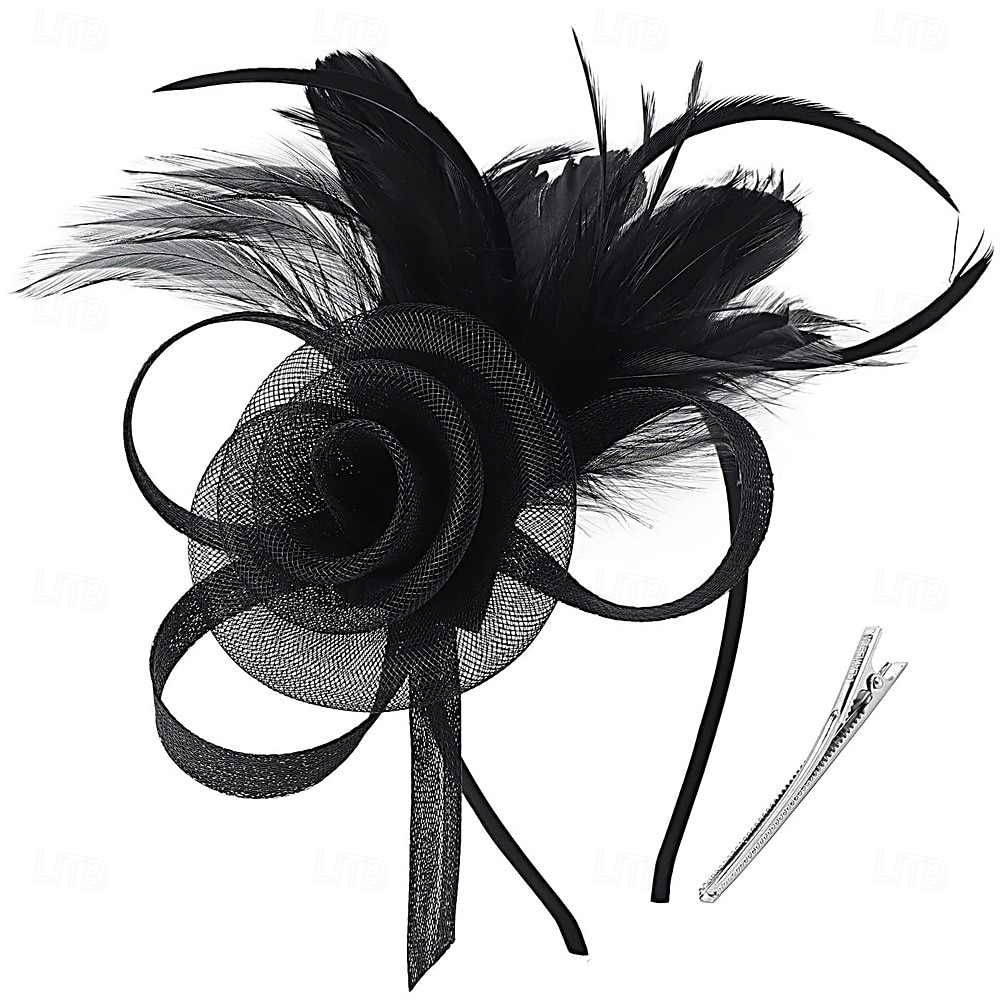chapéus fascinators com penas para mulheres chapéus kentucky derby chapéu de igreja para festa do chá com faixa de cabeça e clipe de 2025 por $32.99 –P11