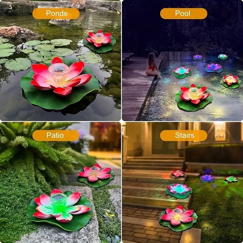 1 Pc Solar Pond Lotus Water Floating Light Outdoor Garden Light Courtyard Wish Lotus Leaf Light Pond Swimming Pool Decor Lighting Water Floating Light 2025 - $16.49 –P8