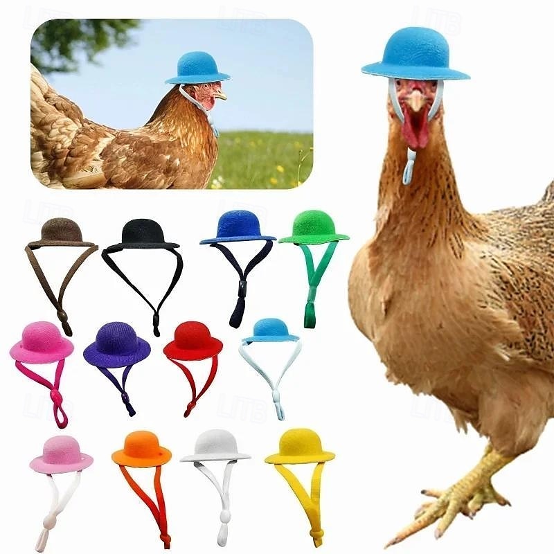 Cappello da pollo in fibra di poliestere resistente con chiusura a coulisse per la protezione del pollame, adatto a varie razze di polli del 2025 a $5.99 –P3