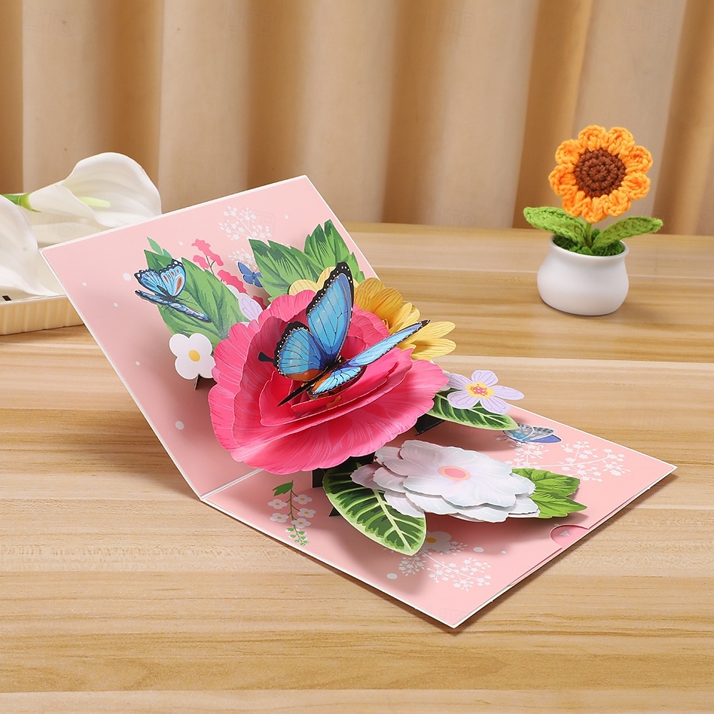fluture 3d vibrant  & felicitare pop-up cu margarete cel mai bun cadou pentru mama, felicitare cu buchet de flori de ziua mamei, aprecierea profesorului, ziua de nastere, felicitare de multumire 2026 - $12.99 –P10