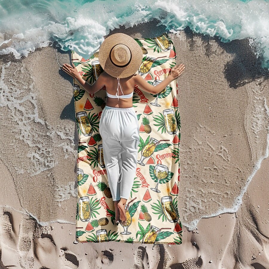 bedrucktes Strandtuch, leichte, schnelltrocknende, sandfreie Stranddecke, ideal für Reisen, Pool und den Einsatz im Freien 2025 - $10.99 –P13