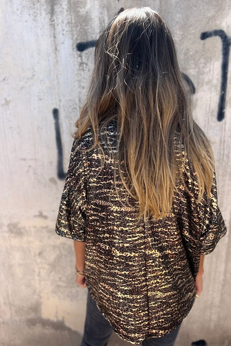 Dámské Halenka Leopard Moderní Poloviční rukáv Do V Běžné topy Denní Dovolená Jdeme ven Tisk Stříbrná Černá Léto 2025 - $19.99 –P5