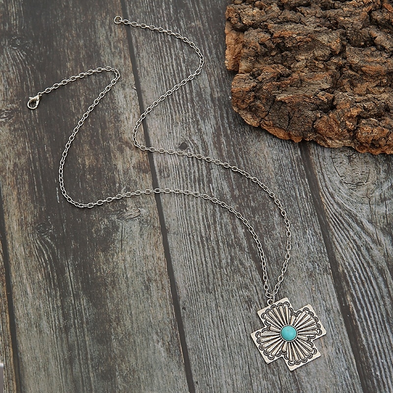 1 stuk Ketting Charme ketting For Dames Blauw Straat Dagelijks Legering Retro Kruis 2025 - $14.99 –P3