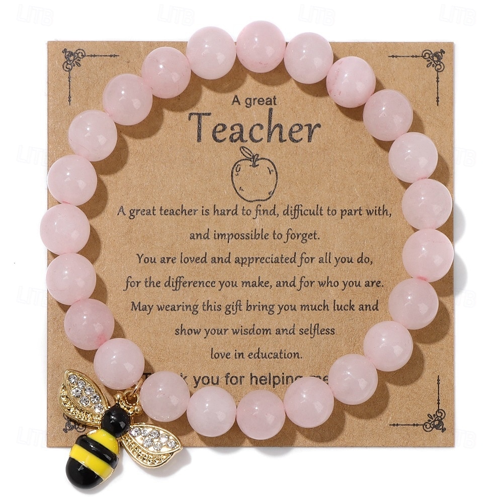 Pulseira de agradecimento ao professor, linda pulseira de argila ploymer feita à mão, amor, ensino, inspiração, carta, pulseira elástica com contas para mulheres, joias de volta às aulas, presente de de 2025 por $12.99 –P3