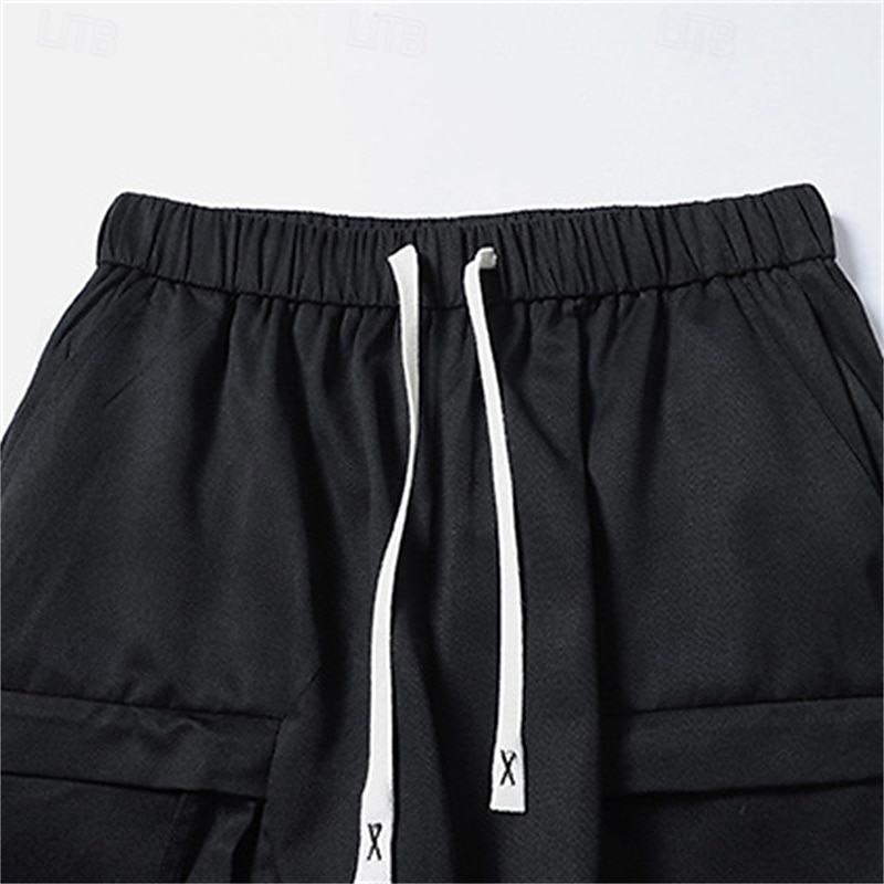 Herren Cargo-Shorts Shorts Sommershorts Kordelzug Elastischer Bund Reißverschlusstasche Einfach Komfort tragbar Knielang Outdoor Sport Täglich Mode Lässig Schwarz Armeegrün 2025 - $16.49 –P5