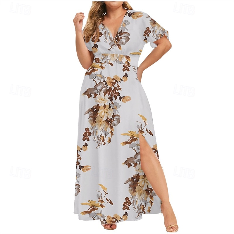 Dam Långklänning Maxiklänning Vardagsklänning Sommarklänning Boho-klänning Klänning med tryck Mode Utomhus Semester Helgdag Normal Blommig Ärmlös Djup V-hals Svart Vit Gul Ljusgrön Sommar Vår 2025 - $27.99 –P5