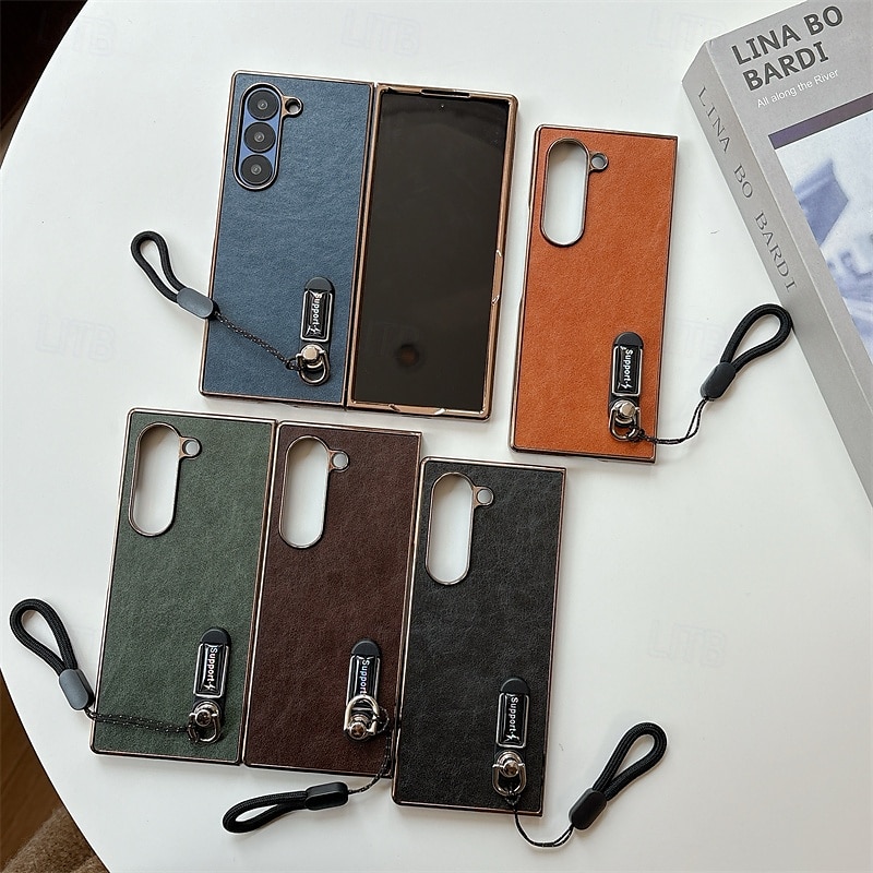 telefone Capinha Para Samsung Galaxy Dobra Z 6 Z Fold 5 Z Fold 4 Z Fold 3 Capa traseira com cordão Antichoque Retro PC Couro PU de 2025 por $26.99 –P1