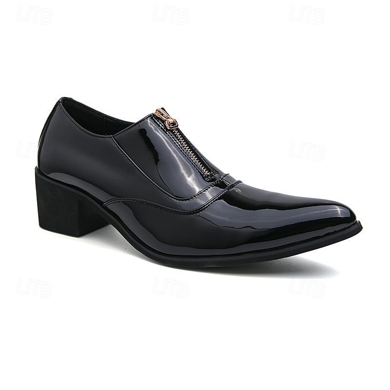 glänzend blaue Lackleder-Abendschuhe für Herren mit Reißverschluss - trendige Tanzschuhe für besondere Anlässe 2025 - $46.99 –P5