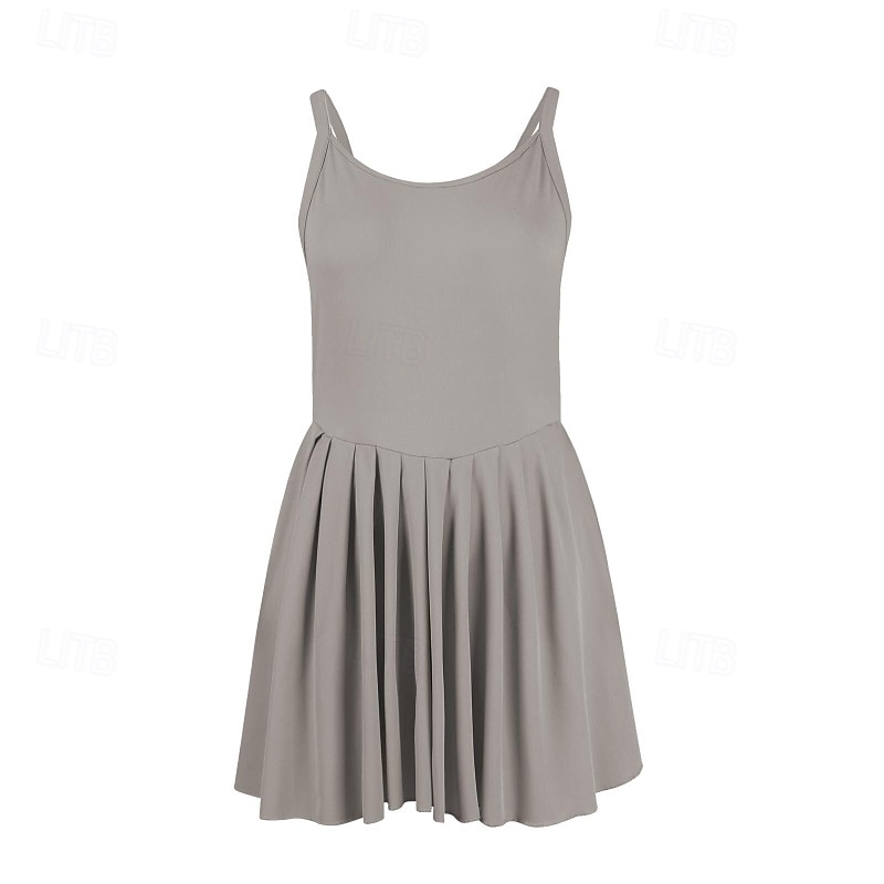 US Open Women's Tennis Dress with Shorts Sports Dress Sleeveless Pleated Breathable Tennis Golf Pickleball Square Neck Solid Colored Dress Black Blue Dark Green Tennis Clothing 2025 - $27.99 –P3