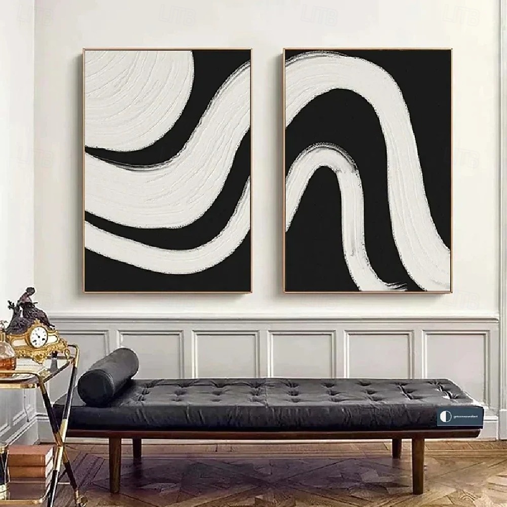 Ölgemälde handgemalt schwarz weiß Ölgemälde Wabi Sabi Wandkunst 2er Set beige schwarz und weiß abstrakte Malerei auf Leinwand ein Paar beige Textur Wandkunst neutrale abstrakte Wandkunst Boho Wand 2025 - $82.99 –P4