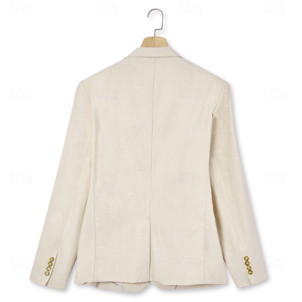 Costumes de mariage d'été en lin pour hommes, blanc, bleu ciel, mode, demi-doublé, léger, couleur unie, coupe standard, 2 pièces, simple boutonnage, un bouton de 2025 ? $125.99 –P7