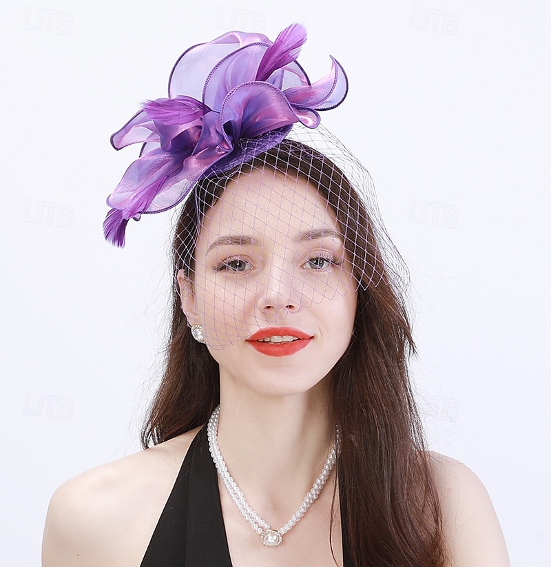 Tocados Plumas Boda Fiesta de Noche Elegante Boda Con Pluma Celada Sombreros 2025 - $17.49 –P6