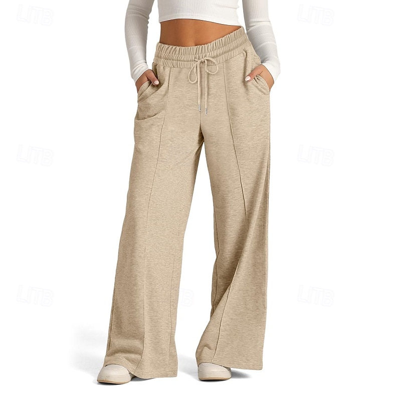 Dam Trosor Byxor Streetwear Ledigt Fullängd Naturlig Slät Ficka Elastisk dragsko-design Bekväm Utomhus Gata Utekväll Magenta Aprikos Mörkbrun Svart Sommar Normal 2025 - $19.99 –P9