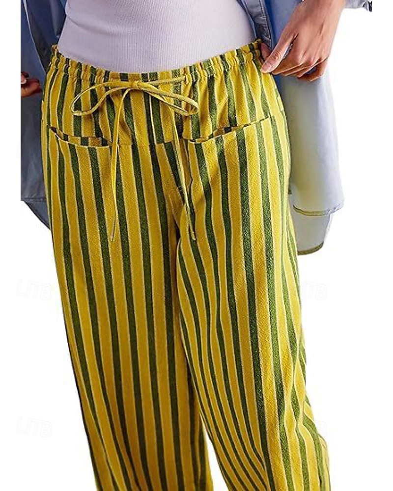 Dames broek Broeken Casual Volledige lengte Natuurlijk Gestreept Zak Elastisch ontwerp met trekkoord Comfortabel Voor buiten Uitgaan Weekend Rood Perzik Pauw Blauw Hyacinth Zwart Zomer Normale pasvorm 2025 - $22.99 –P2