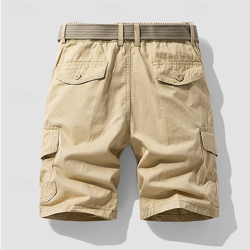 Homens Bermuda Cargo Calção Shorts de verão Cintura elástica Bolso multi Bolso com aba Tecido Conforto Vestível Comprimento do joelho Ao ar livre Esporte Diário Moda Casual Preto Azul de 2025 por $30.99 –P2