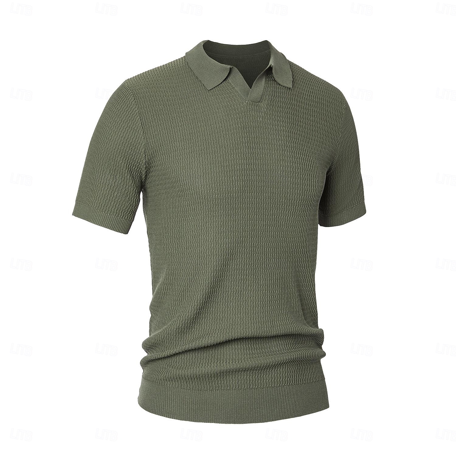 Herren Polo Strick-Polopullover Geschäft Lässig V Ausschnitt Kurzarm Formell Linien / Wellen Neuheit Sommer Ganzjahres Schwarz Weiß Armeegrün Beige Kaffee Polo 2025 - $27.99 –P4