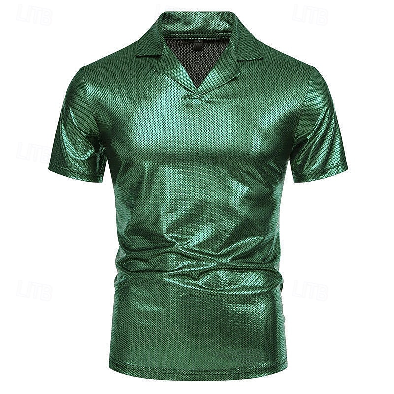 Retró 1980-as évek Póló POLO trikó Diszkó Fényes latex patent Fémes Szivárvány Jelmez Férfi Mindszentek napja Farsang Pride Parade Büszkeség hónapja Felnőttek Póló Nyár 2025 - $26.99 –P18
