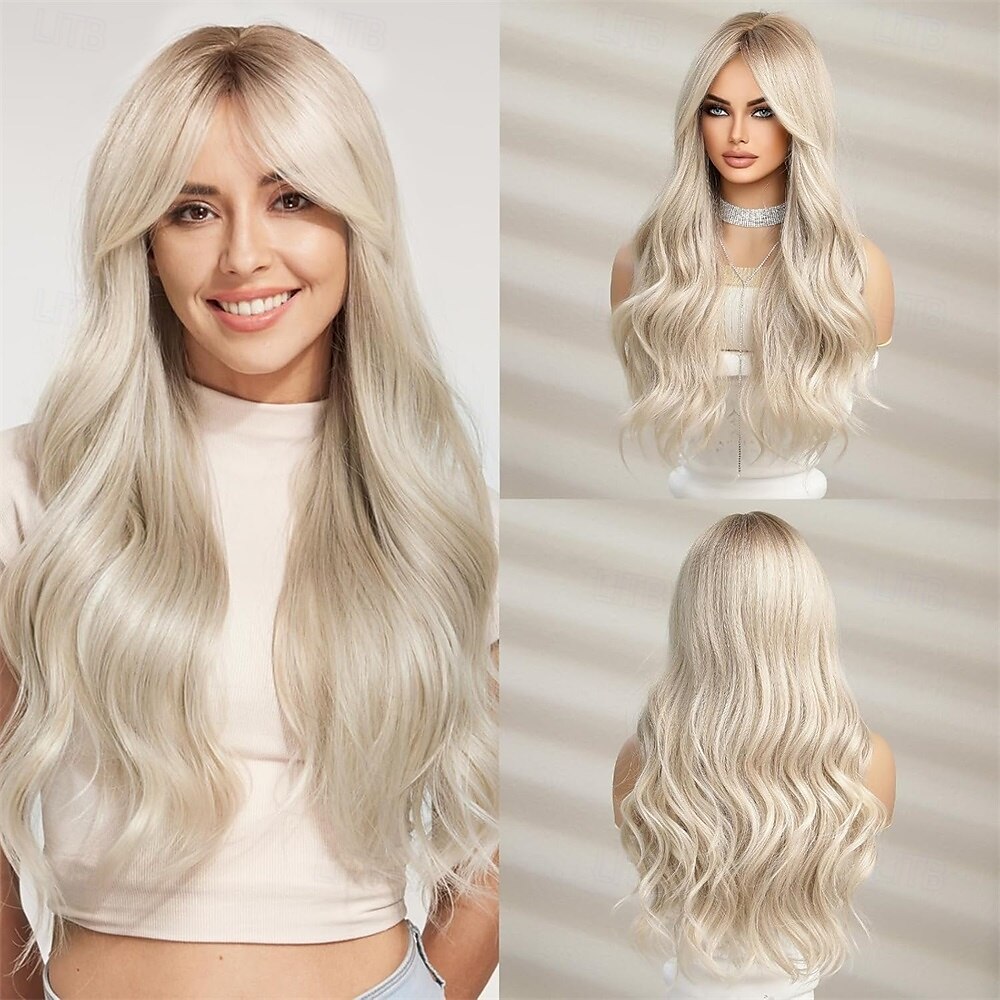 Pelucas rizadas marrones para mujer, peluca de cabello sintético con reflejos rubios. 2025 - $28.99 –P4