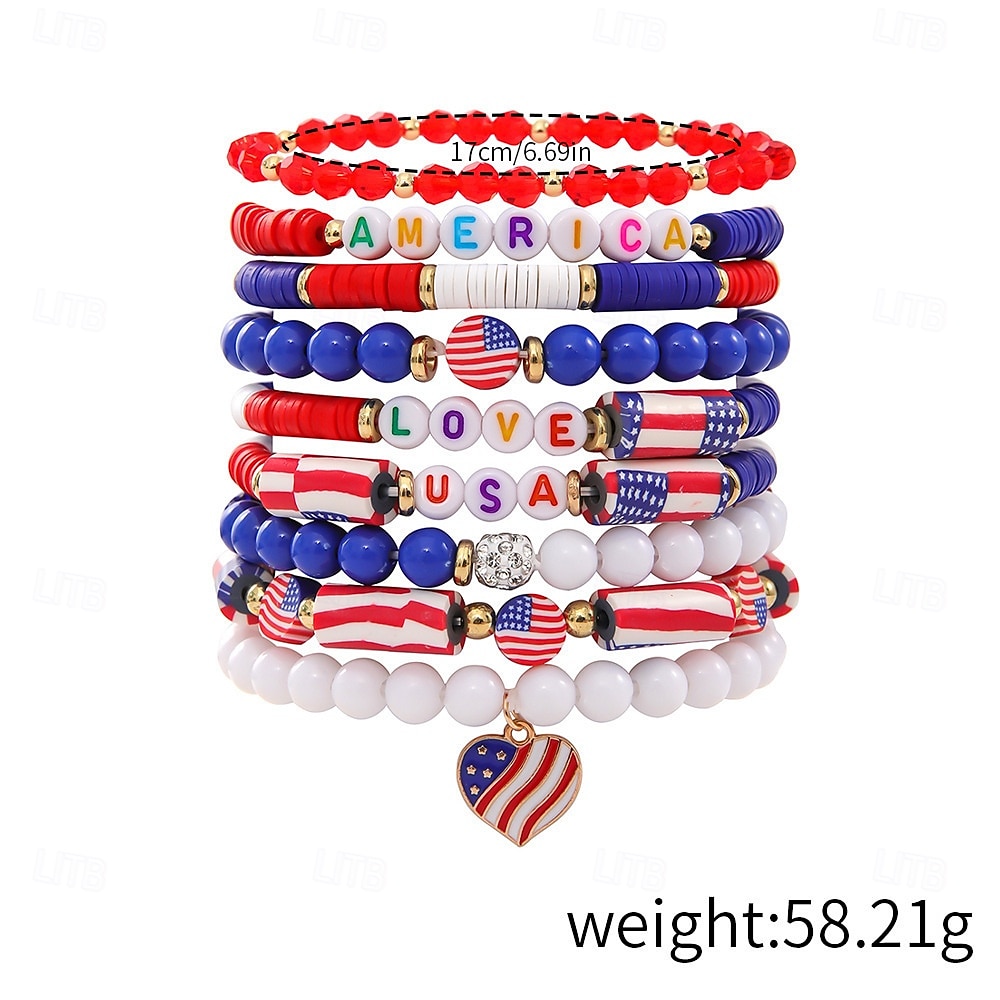 USA Flagg armbånd Fritid Herre Dame Voksne Avslappet Festival Maskerade Uavhengighetsdag 4. juli Enkelt karnevalskostyme 2025 - $14.04 –P2