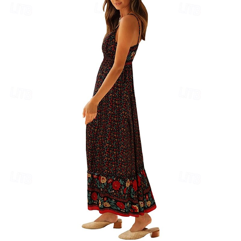 Femmes Robe Midi Robe Fleurie Robe Nuisette Robe Imprimée Classique Moderne Vacances Quotidien Sortir Coupe régulière Fleur Sans manches Bretelles spaghetti Jaune clair Noir Rouge Été de 2025 ? $24.99 –P13