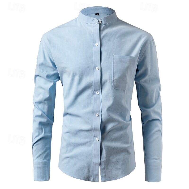 Herren Hemd Leinenhemd Freizeithemd Knopfhemd Baumwollhemd Einfach Urlaub Hawaiianisch Schwarz Weiß Dunkelgrün Leicht Blau Langarm Opa Frühling Herbst Bekleidung Tasche 2025 - $34.99 –P1