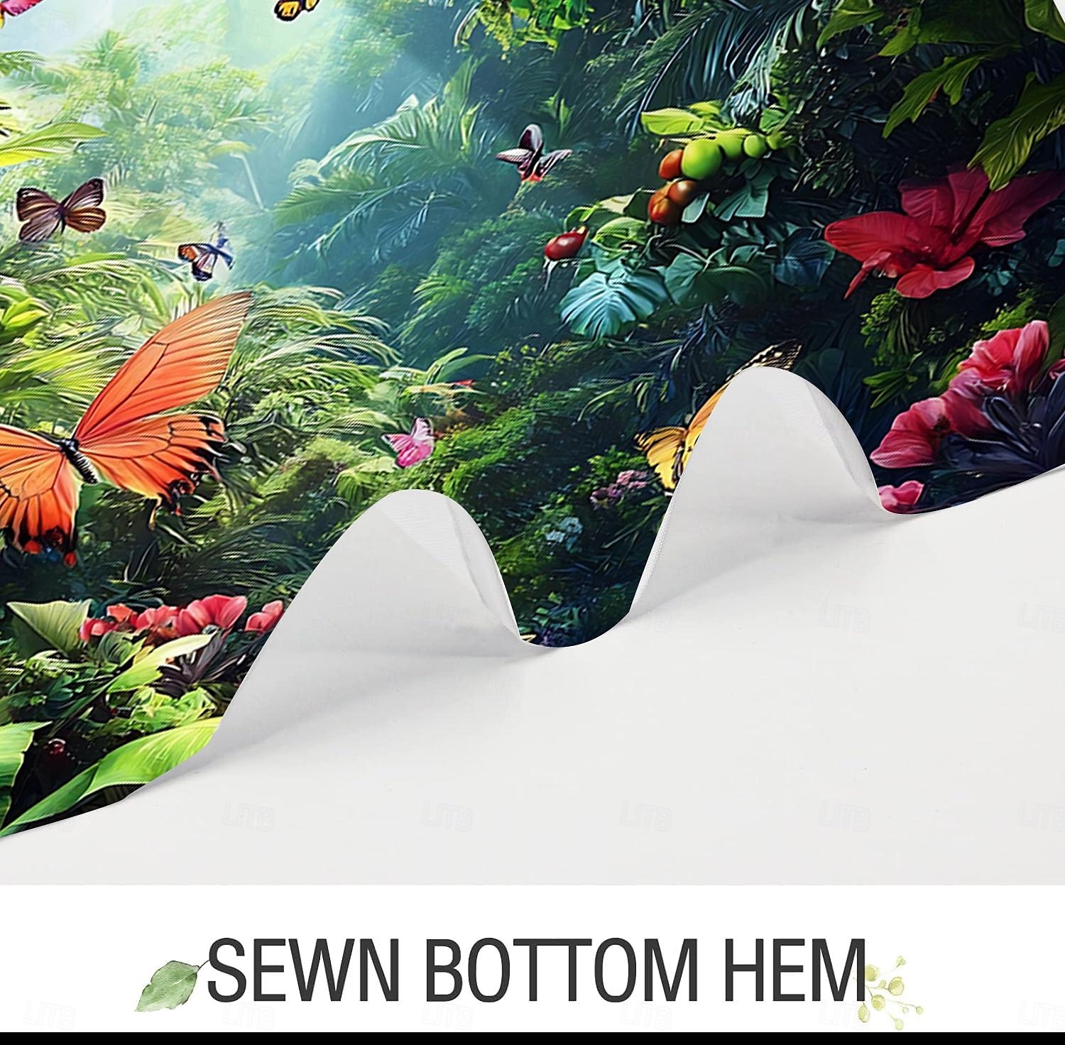 Shower Curtain with Hooks 180cm*180cm(70"*70") Polyester Machine Washable Waterproof Tropical Rainforest Flowers Pattern 2025 - $19.99 –P7
