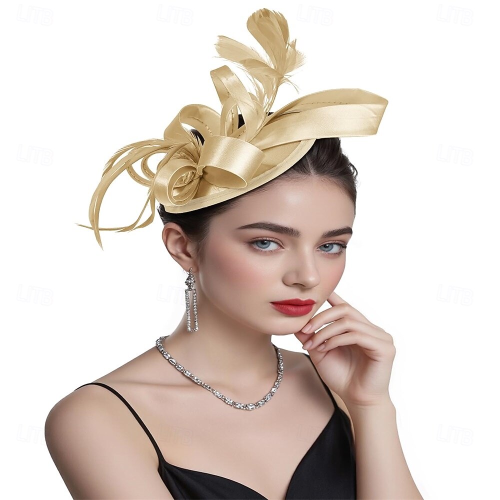 Feather Fascinator Hat Vintage Headpiece with Headband and Clip Tea Party Ibluelover Girls Fascinators Hat Cocktail Tea Party Hat  main image 4
