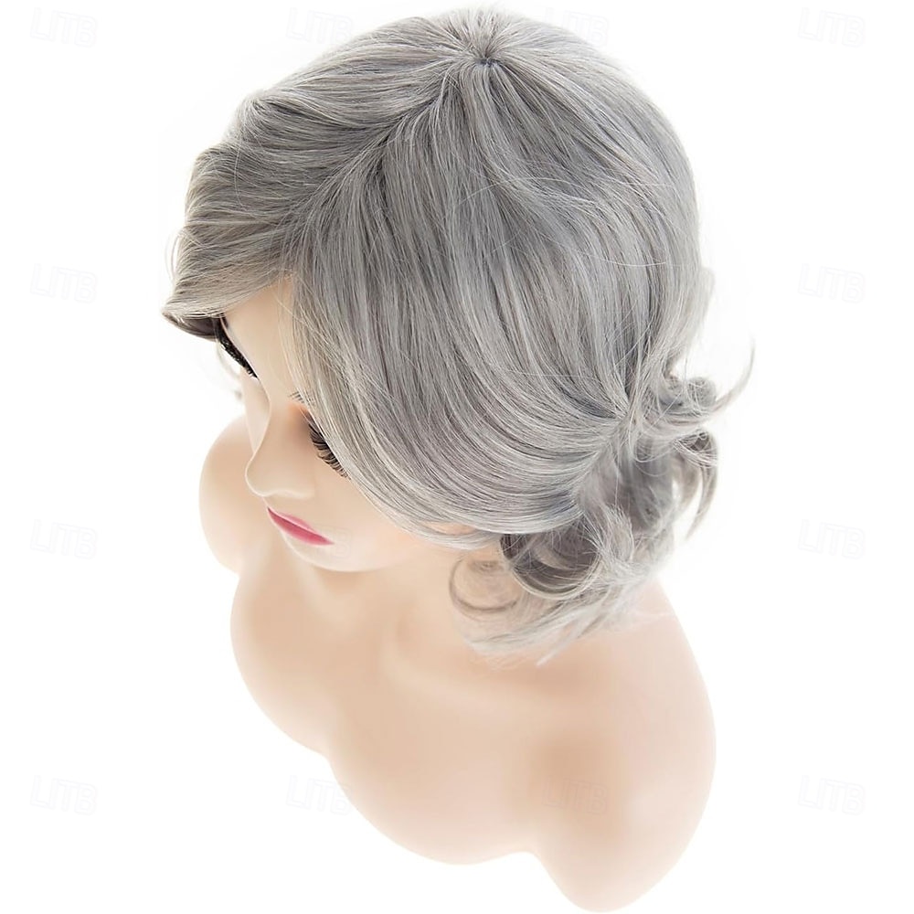 Peruca curta cinza bob para mulheres, comprimento até os ombros, natural, ondulada, sintética, resistente ao calor, para festa diária de 2025 por $25.99 –P5