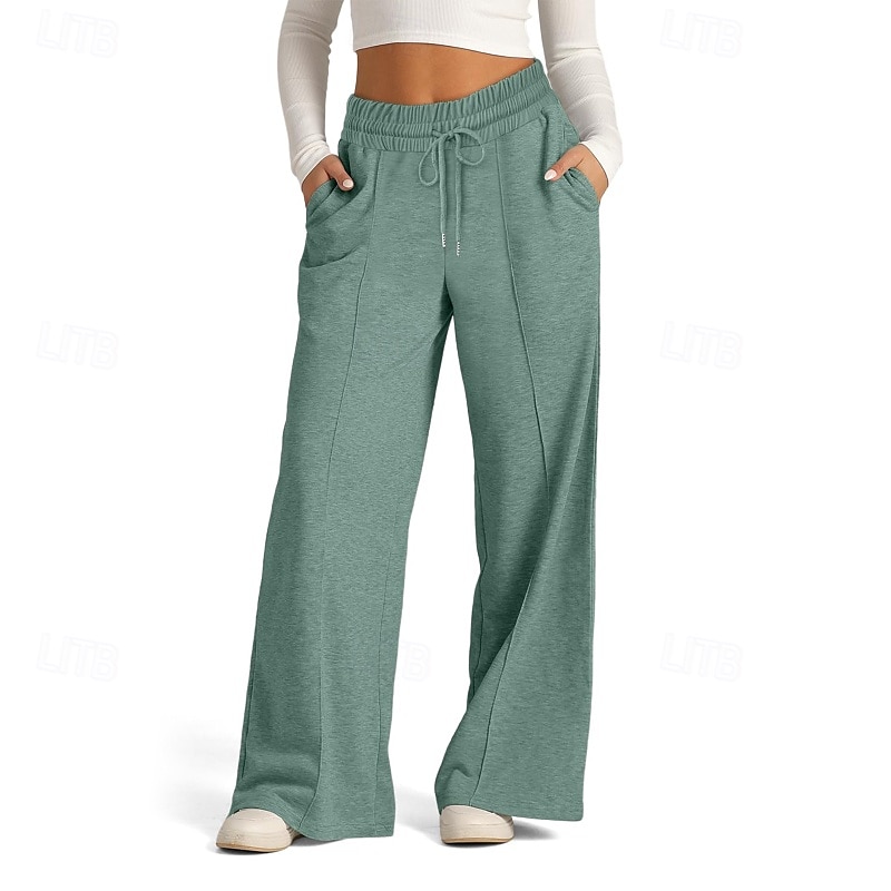 Dam Trosor Byxor Streetwear Ledigt Fullängd Naturlig Slät Ficka Elastisk dragsko-design Bekväm Utomhus Gata Utekväll Magenta Aprikos Mörkbrun Svart Sommar Normal 2025 - $19.99 –P5