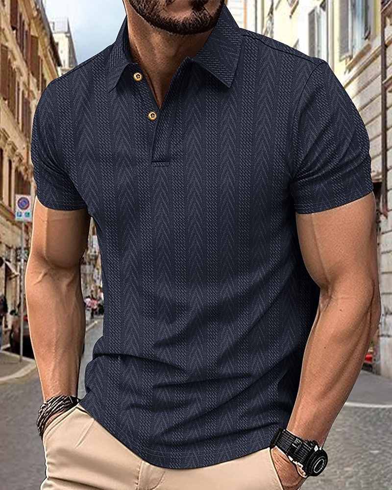 Men's Golf Shirt Golf Polos Shirts Work Casual Lapel Short Sleeve Basic Modern Stripes Patchwork Buttons Summer Regular Fit Depression Green Black White Burgundy Deep Blue Khaki Golf Shirt 2025 - $21.99 –P7