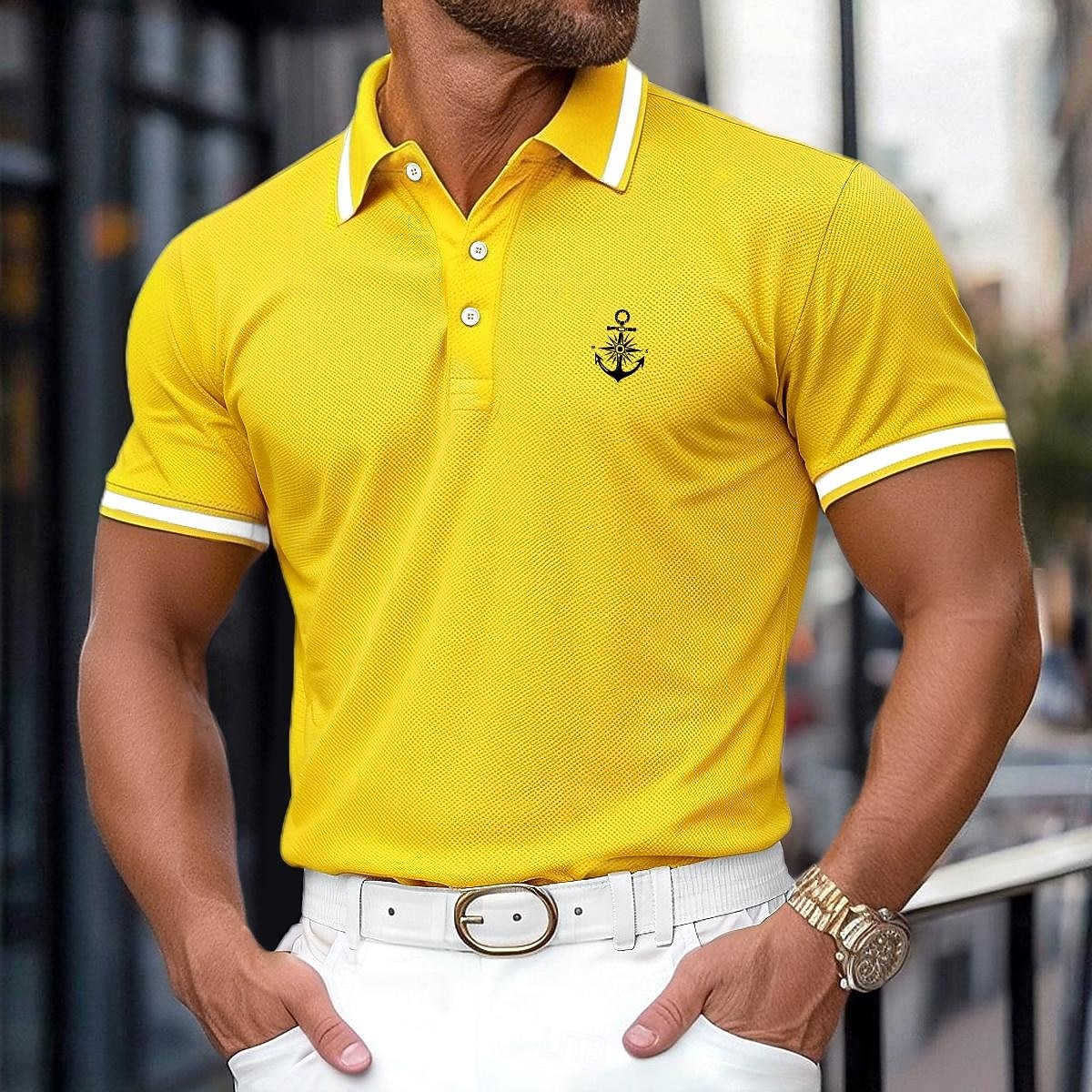Herren Baumwoll-Poloshirt Golf Poloshirts Lässig Geschäft Gerippter Polokragen Klassisch Kurzarm Basic Modern Einfarbig Knöpfe Logo Frühling & Sommer Normale Passform Dunkelrot Gelb Hellblau Grau 2026 - $22.99 –P7